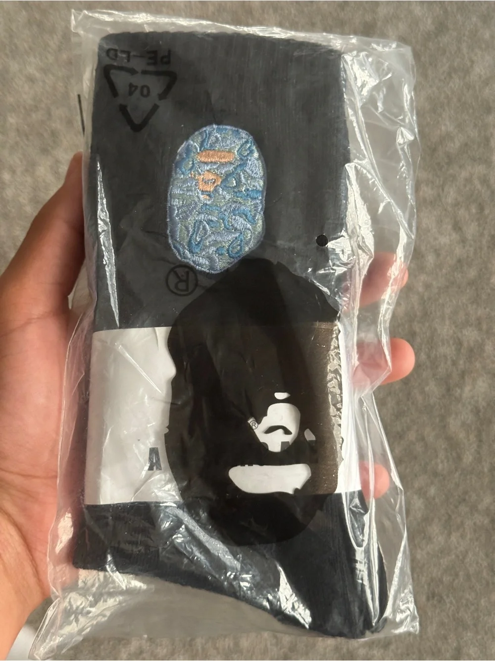 Men's Black Dress Socks with Blue Pattern